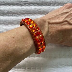 Alan Scott Swarovski Leather Cuff